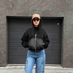 Суичър DENIM — черен с деним апликация, метален цип и качулка, 380гр памук, шит в Пловдив | Ulle